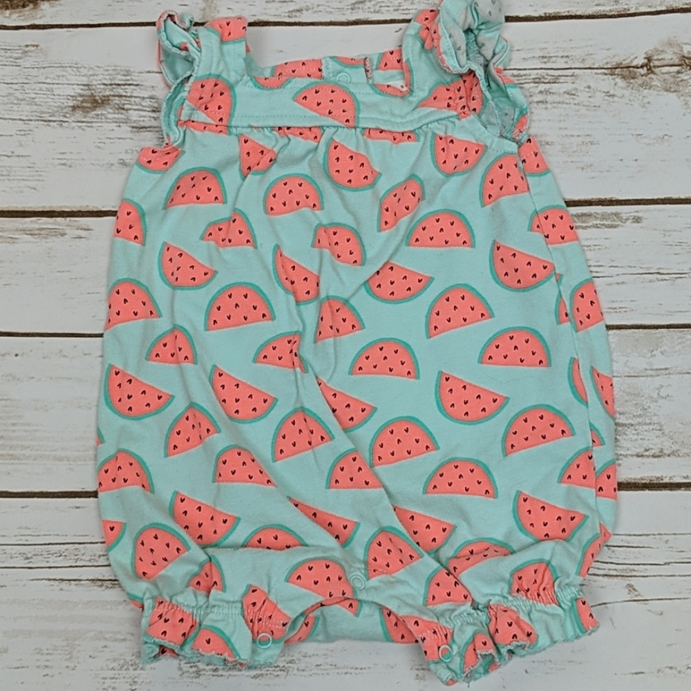 Cat & Jack Mint Green and Coral Watermelon Print Baby Romper